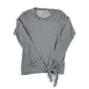 Madewell Womens Blouse Blue White Striped Tie Sm